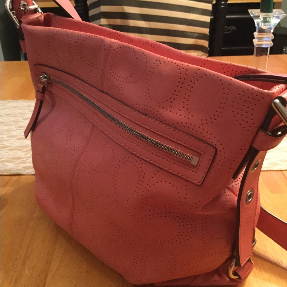 Coach Coral Perforated Leather Duffle - NWOT